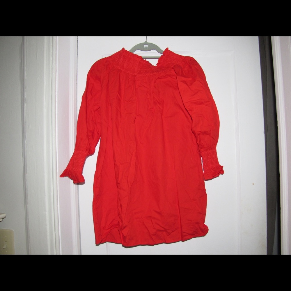 Red off the shoulder dress